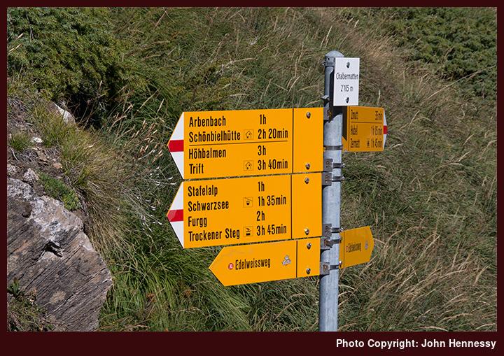 Signpost, Chalbermatten, Zermatt, Valais, Switzerland