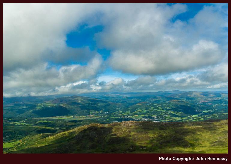 View North from CadairIdris over Dolgellau, Gwynedd, Wales