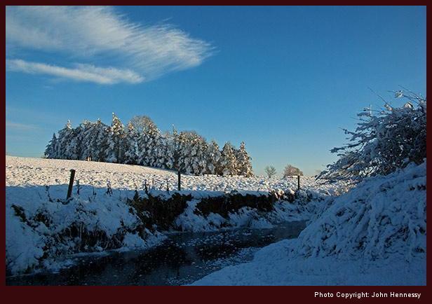 Glaise na gCiaróig surrounded by snow, Dromcollogher, Co. Limerick, Éire