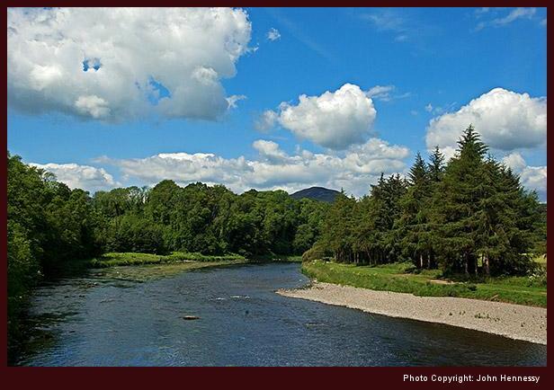 Looking North Along the River Tweed near Dryburgh, Borders, Scotland