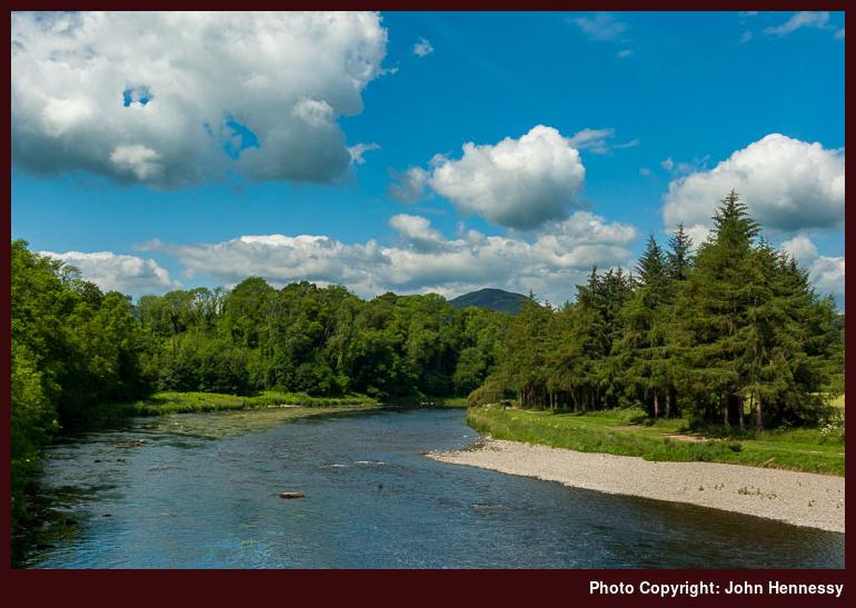 Looking North Along the River Tweed near Dryburgh, Borders, Scotland
