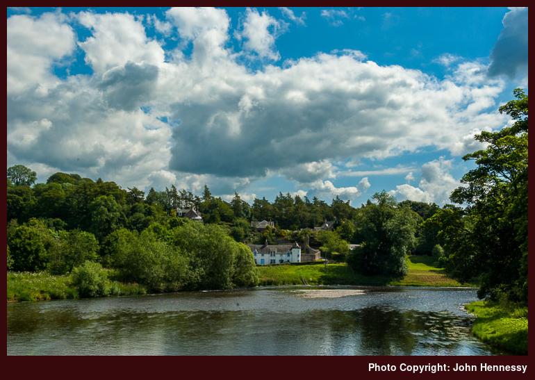 Looking South Along the River Tweed near Dryburgh, Borders, Scotland