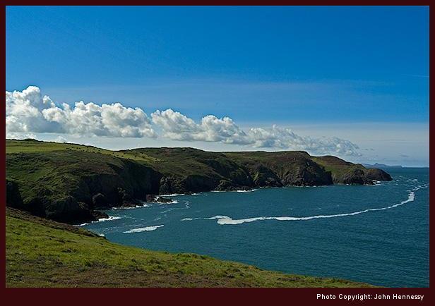 Carreg Onnen Bay with Carn Llidi in the distance, Pembrokeshire, Wales