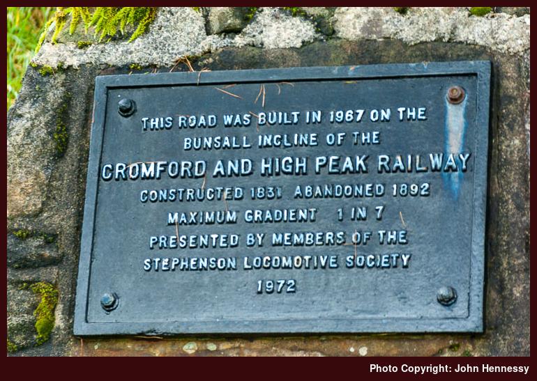 Plaque commemorating former High Peak Railway, Goyt Valley, Whaley Bridge, Derbyshire, England