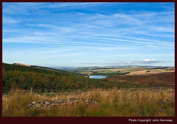 Errwod Reservoir and the Goyt Valley from Stake Side, Buxton, Derbyshire, England