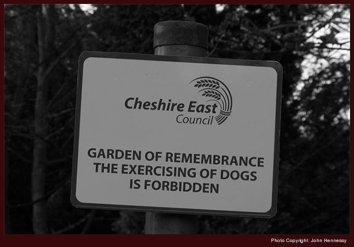 Garden of Remembrance sign, Crematorium, Macclesfield, Cheshire, England