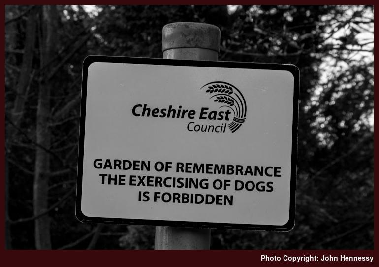 Garden of Remembrance sign, Crematorium, Macclesfield, Cheshire, England