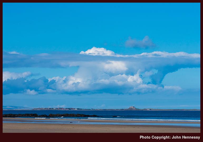 Lindisfarne as seen from Bamburgh, Northumberland, England