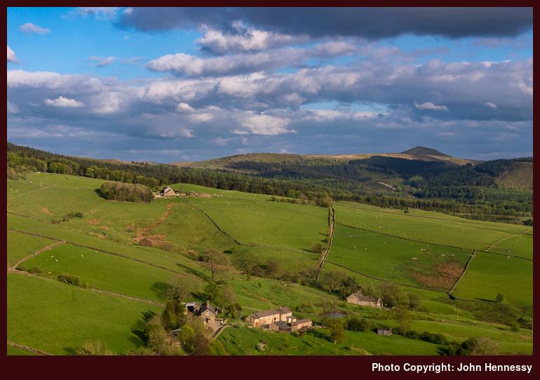 Clough House and Shutlingsloe as seen from Tegg's Nose, Langley, Cheshire, England