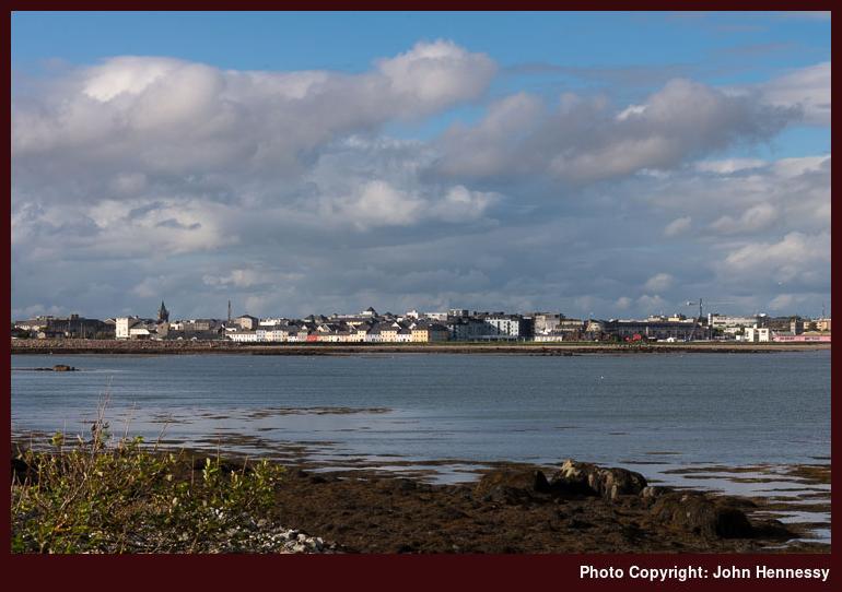 City of Galway as seen from causeway leading to Mutton Island, Ireland