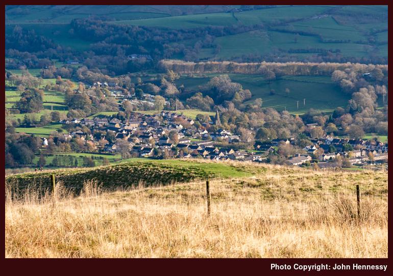 Looking down on Hope from Lose Hill, Derbyshire, England