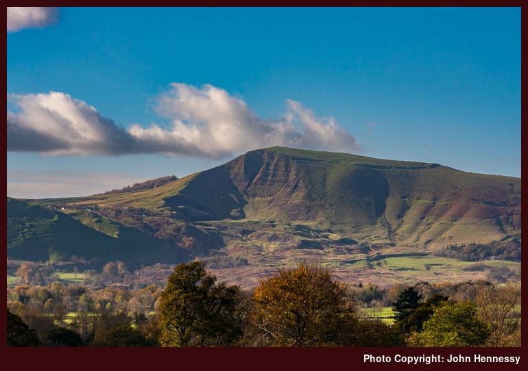 Looking at Mam Tor from near Hope, Derbyshire, England