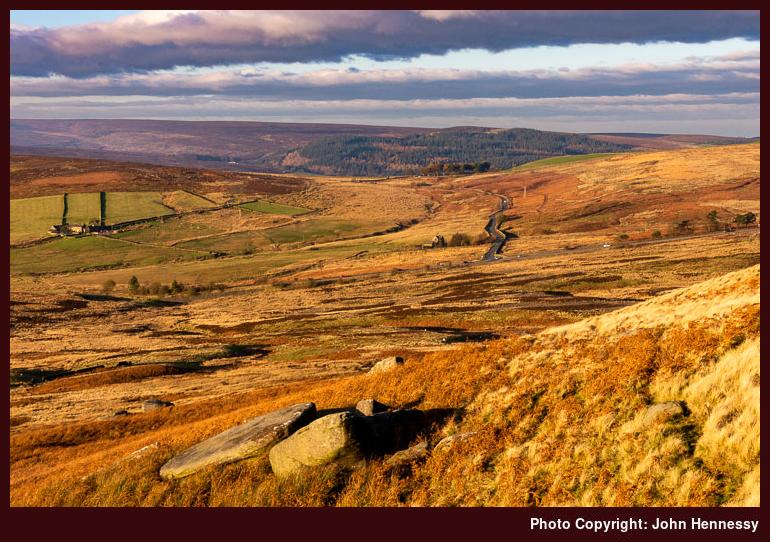 Bradfield Moors and Moscar House as seen from near Stanage End, Hollow Meadows, Derbyshire, England
