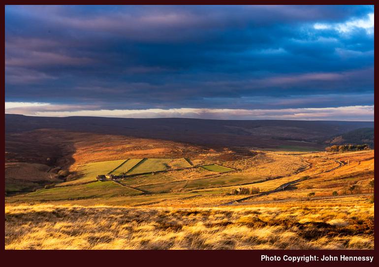 Howden Moors and Moscar House as seen from near Stanage End, Hollow Meadows, Derbyshire, England