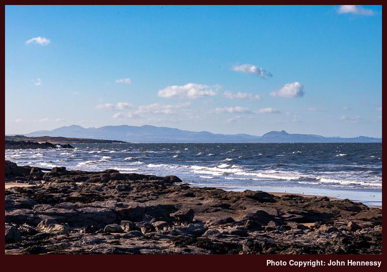 Looking towards the Pentland Hills and Arthur's Seat from near Gullane, East Lothian, Scotland