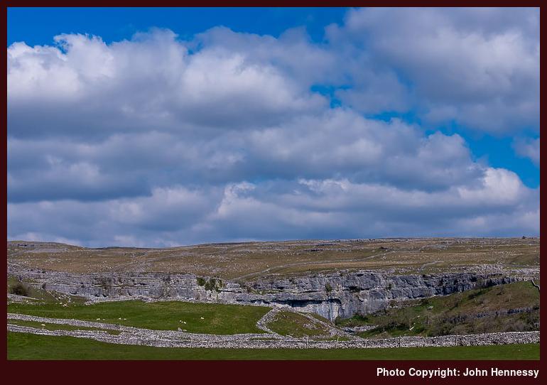 Malham Cove from a distance, Yorkshire, England