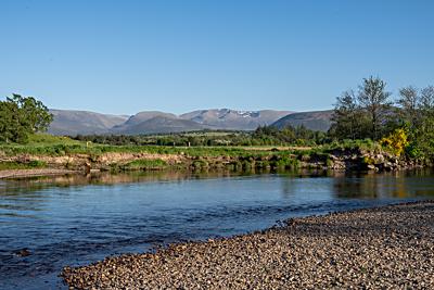 Looking east from the River Spey, Aviemore, Cairngorms National Park