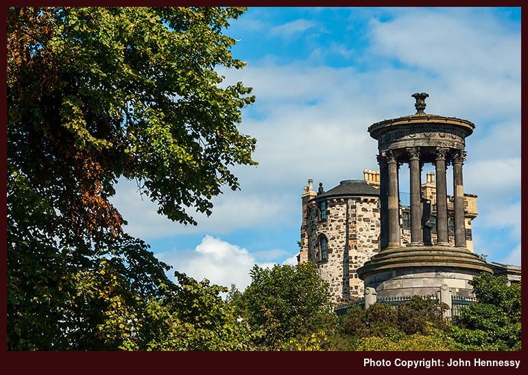 Old Observatory & Dugald Stewart Memorial, Calton Hill, Edinburgh, Scotland
