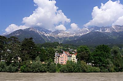 River Inn & Nordkette, Innsbruck, Tirol, Austria