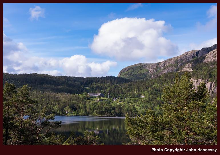 Looking back towards Preikestolhytta, Vatne, Rogaland, Norway