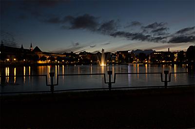 Click to enlarge: Lille Lungegårdsvannet at Nightfall, Bergen, Hordaland, Norway