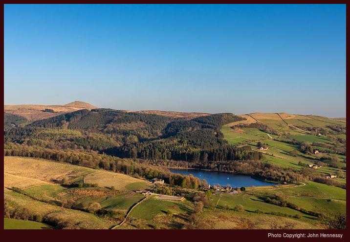 Shutlingsloe and Ridgegate Reservoir as seen from Tegg's Nose, Macclesfield, Cheshire, England