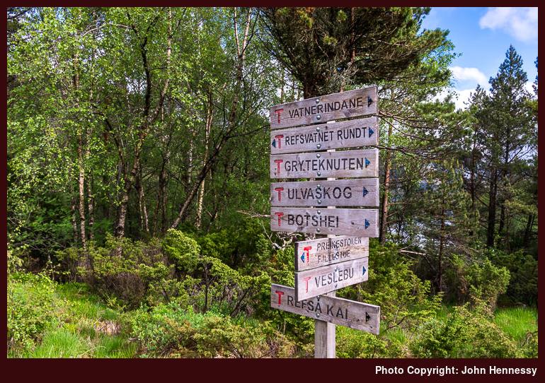 Signs near Resvatnet, Rogaland, Norway Signs near Resvatnet, Rogaland, Norway